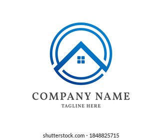home circle icon real estate house for rent agent logo template