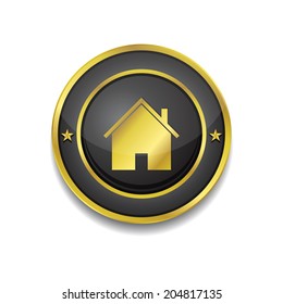 Home Circular Golden Black Vector Web Button Icon