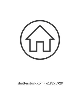 Home circular line icon. Round simple sign. Flat style vector symbol
