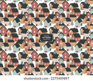 Home and city illustration design vector pattern design