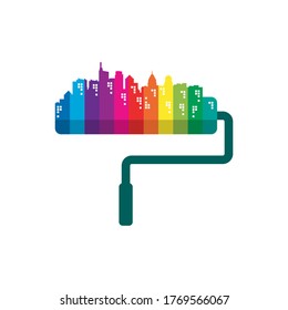 Home and city paint design logo