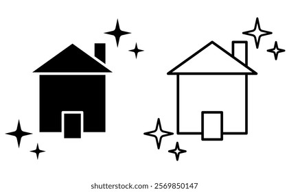 home clean care icon, simple flat style, vector illustration symbol sign logo template pictogram, for ui or ux isolated on white for mobile app, editable	