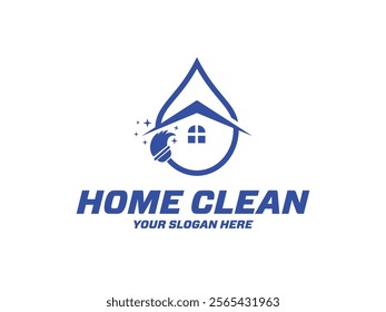 Home clean logo design, modern and minimalist logo design for laundry and home cleaning services