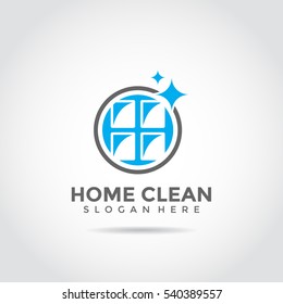 Home Clean logo icon template. blue and black flat logo. Vector Illutrator eps.10