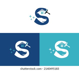 diseño del logotipo de limpiador de casa S
