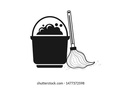 Home cleaning brush icon vector