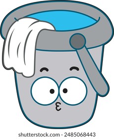 Home cleaning cute doodle vector images. Simple bucket materials.
