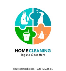 Home cleaning design logo template illustration