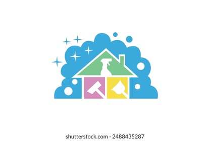 home cleaning gardening decorating services logo Pro Vector