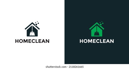 Home Cleaning Logo With Broom For Home Service