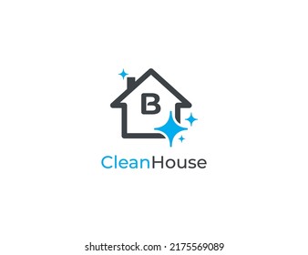 Home Cleaning Logo Concept sign icon symbol Design with Letter B. Cleaning Logo Design. Vector illustration logo template