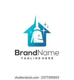 Diseño del logotipo de limpieza del hogar. Plantilla de logotipo de ilustración de vector