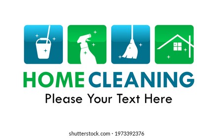 Home cleaning logo template illustration