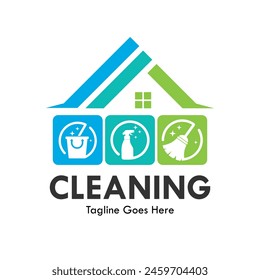 Home cleaning logo template illustration