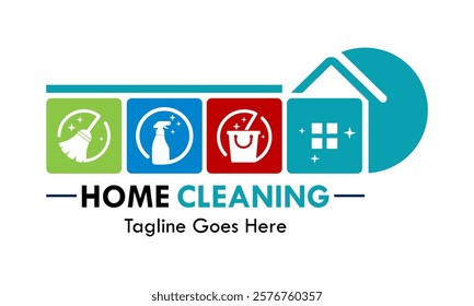 Home cleaning logo template illustration