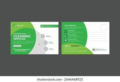 Home Cleaning Postcard Template Design. Cleaning Service Marketing Material Design Postcard