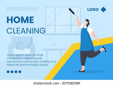 Home Cleaning Service Brochure Editable of Square Background Suitable for Social media, Feed, Card, Greetings, Print and Web Internet Ads