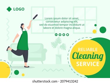 Home Cleaning Service Brochure Editable of Square Background Suitable for Social media, Feed, Card, Greetings, Print and Web Internet Ads