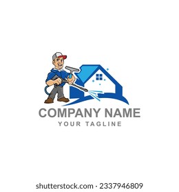 home Cleaning service character mascot in modern style, good for cleaning service business logo.EPS 10