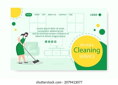 Home Cleaning Service Landing Page Editable of Square Background Suitable for Social media, Feed, Card, Greetings, Print and Web Internet Ads