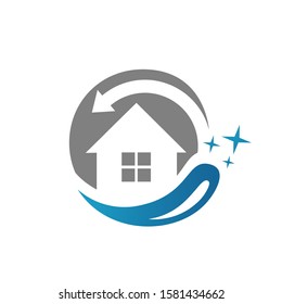 home cleaning service logo vector illustration. clean house logo icon design template isolated.