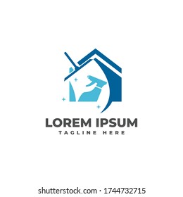 Ilustración del icono del vector del logotipo del servicio de limpieza del hogar