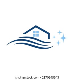 home cleaning service logo vector illustration. clean house logo icon design template isolated.