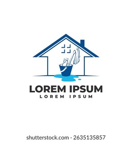 Ilustración del icono del Vector del logotipo del servicio de limpieza casero