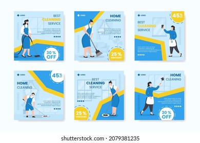 Home Cleaning Service Post Editable of Square Background Suitable for Social media, Feed, Card, Greetings, Print and Web Internet Ads