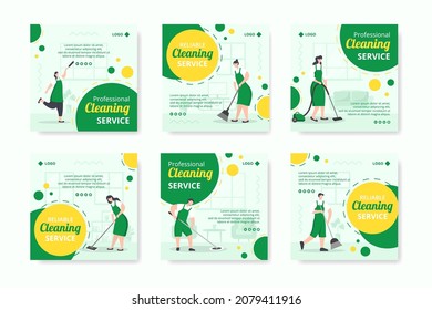 Home Cleaning Service Post Editable of Square Background Suitable for Social media, Feed, Card, Greetings, Print and Web Internet Ads
