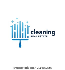 Home Cleaning Service Real Estate Icon Logo Design Premium