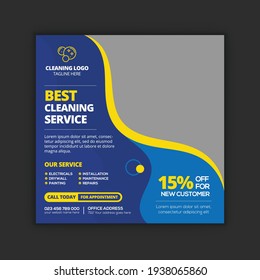 Home cleaning service social media post template and Commercial and residential cleaning service promotion banner