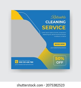 Home Cleaning Service Social Media Post Office Cleaning Service Web banner Or Square Flyer Template Design