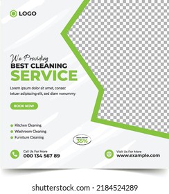 Home Cleaning Service Social Media Post Template And Commercial And Residential Cleaning Service Promotion Banner