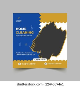 Home cleaning service social media post and office cleaning banner design template