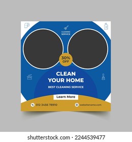 Home cleaning service social media post and office cleaning banner design template