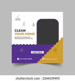 Home cleaning service social media post and office cleaning banner design template