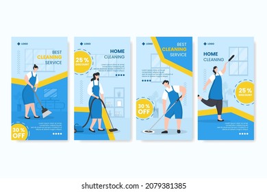 Home Cleaning Service Stories Editable of Square Background Suitable for Social media, Feed, Card, Greetings, Print and Web Internet Ads
