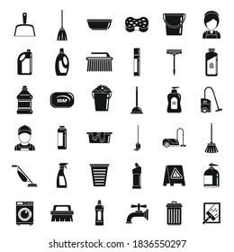 Home cleaning services icons set. Simple set of home cleaning services vector icons for web design on white background