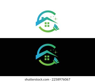 Home Cleaning Services Letter C Logo Design Modern Creative Vector Illustration.