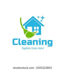 Home Cleaning Services Logo Design Vector. Cleaning broom logo design.