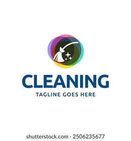Home Cleaning Services Logo Design Vector. Cleaning broom logo design.