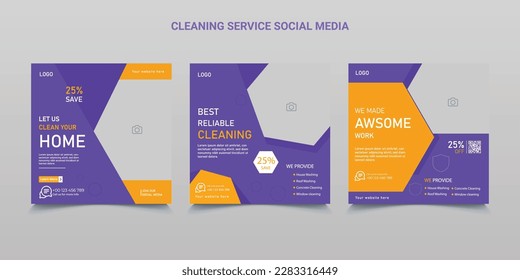 Home cleaning social media and abstract template