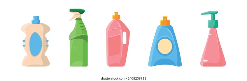 Home Cleaning Tools and Household Cleanup Object Vector Set