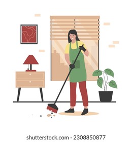 Home cleanup service illustration concept. Illustration for website, landing page, mobile app, poster and banner. Trendy flat vector illustration