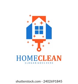 casa de combinación y limpieza de la plantilla de logotipo claro para el hogar. diseño de ilustración de limpieza de casas.