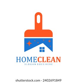 home clear logo template  combination house and cleaning. house cleaning illustration design.