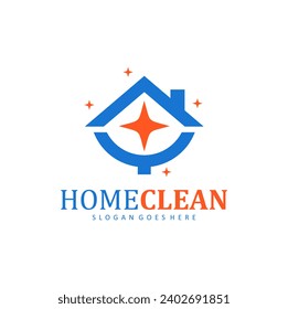 home clear logo template  combination house and cleaning. house cleaning illustration design.