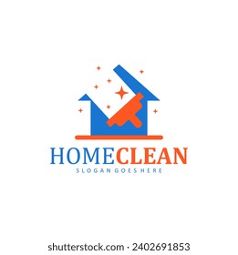 home clear logo template  combination house and cleaning. house cleaning illustration design.