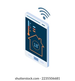 Home climate control isometric composition with isolated icon of domestic appliance on blank background vector illustration